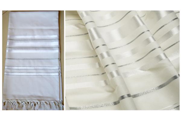 White-Silver Traditional Wool Tallit
