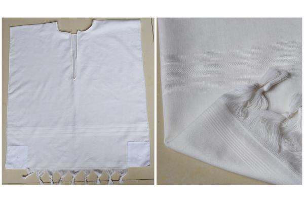 White-Striped Wool Tallit Katan